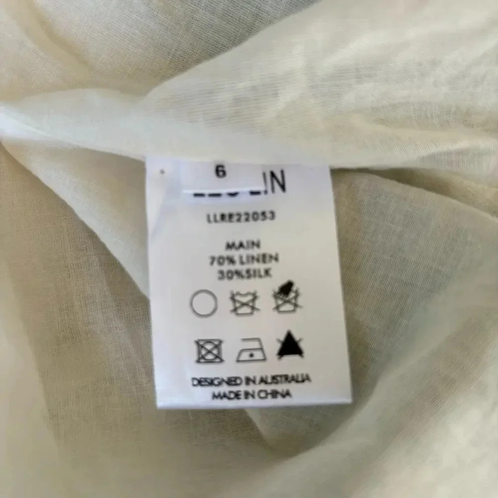 Leo Lin Botanical Print Knee-Length Strapless A-Line Linen Silk Dress US Size 2 - Picture 10 of 10